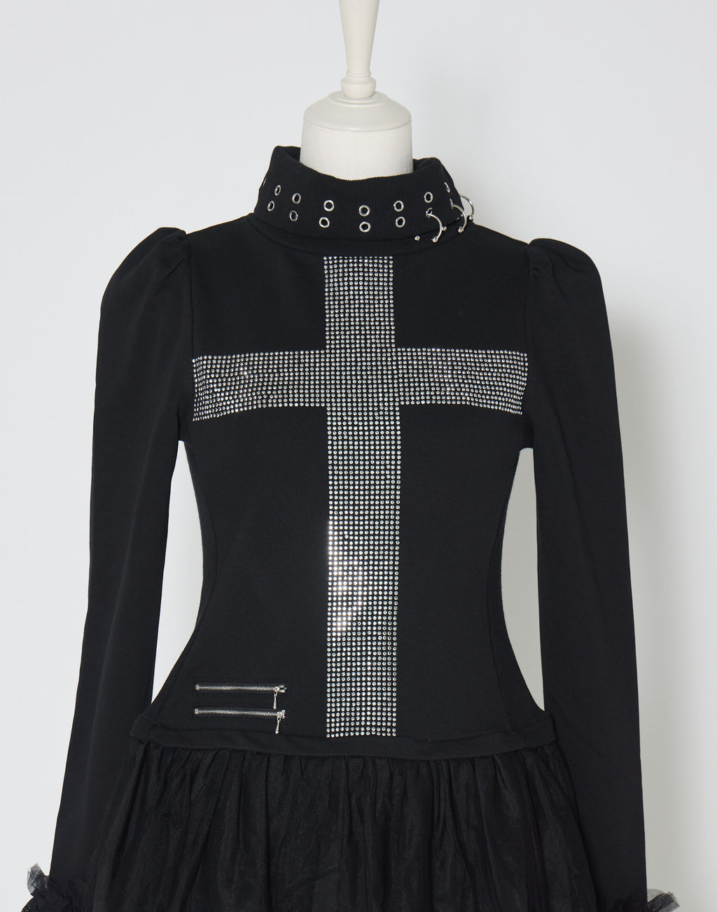 AVENCHUMU Rhinestone cross chiffon hem one-piece