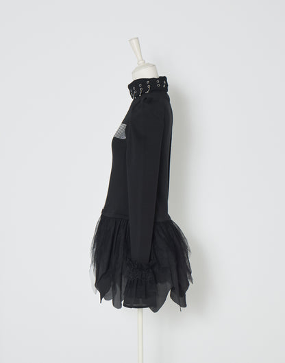 AVENCHUMU Rhinestone cross chiffon hem one-piece