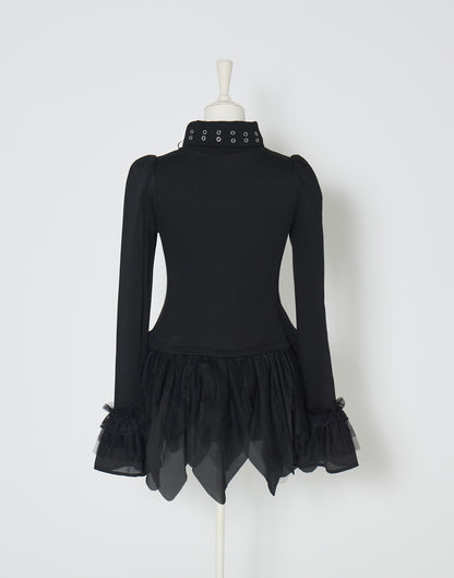 AVENCHUMU Rhinestone cross chiffon hem one-piece