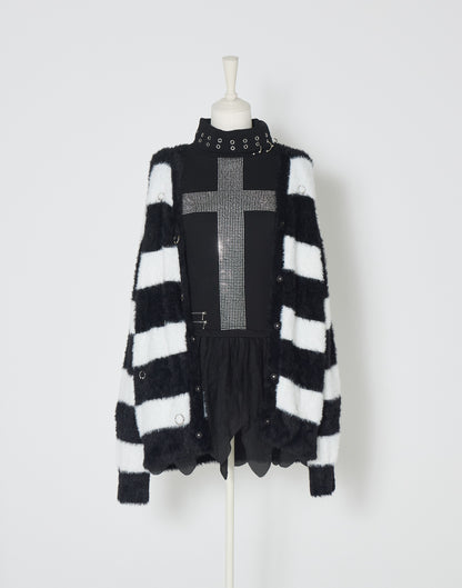 AVENCHUMU Rhinestone cross chiffon hem one-piece