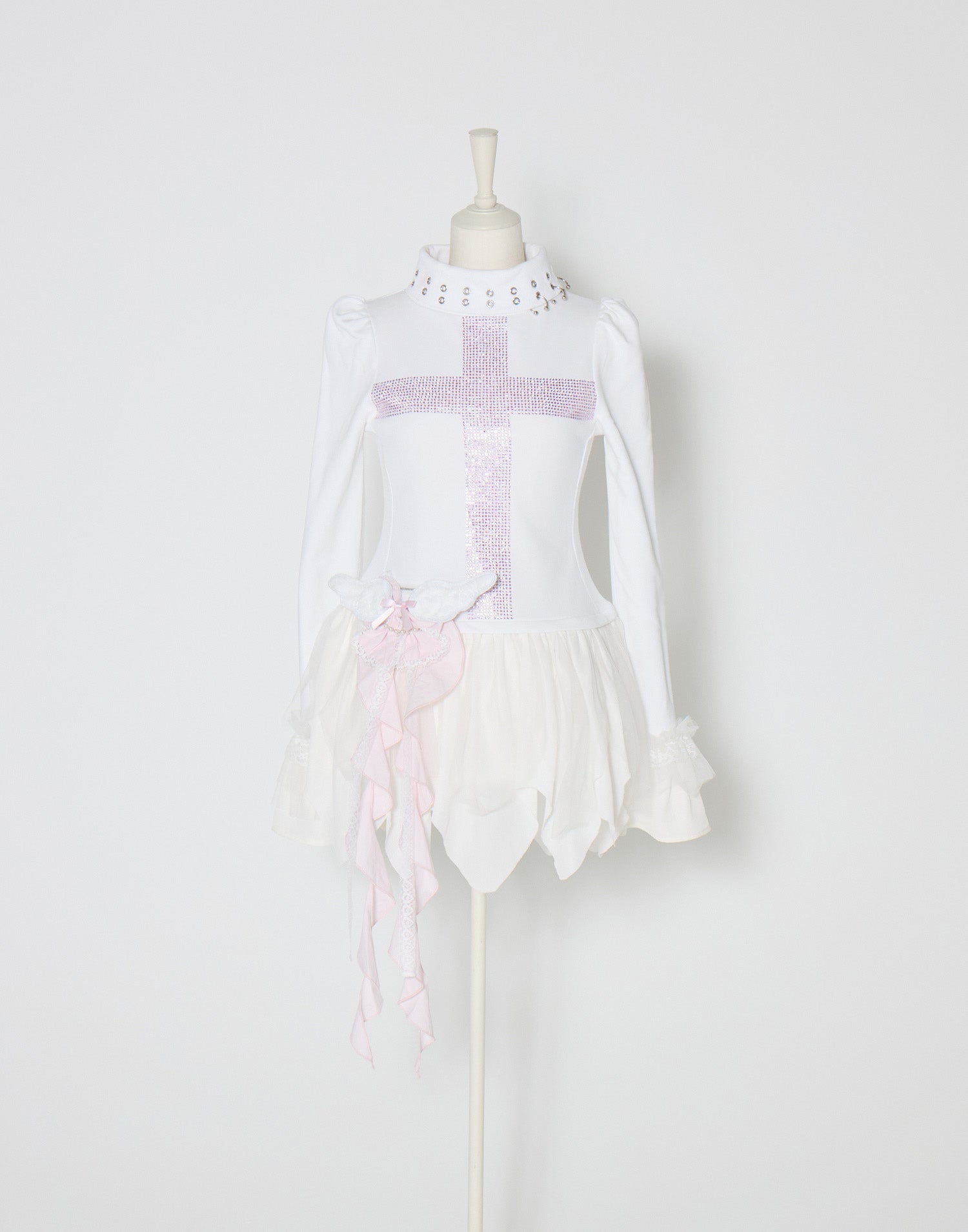 AVENCHUMU Rhinestone cross chiffon hem one-piece