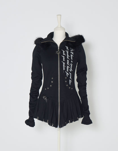 AVENCHUMU Pleated devil zip hoodie