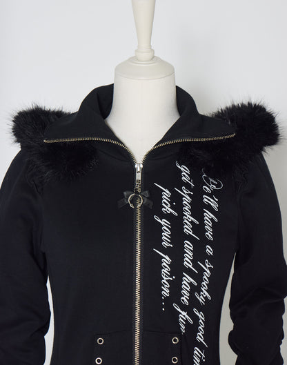 AVENCHUMU Pleated devil zip hoodie