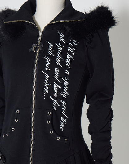 AVENCHUMU Pleated devil zip hoodie