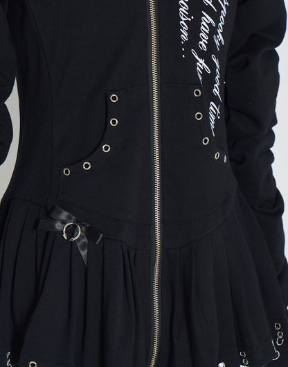 AVENCHUMU Pleated devil zip hoodie
