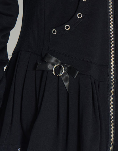 AVENCHUMU Pleated devil zip hoodie