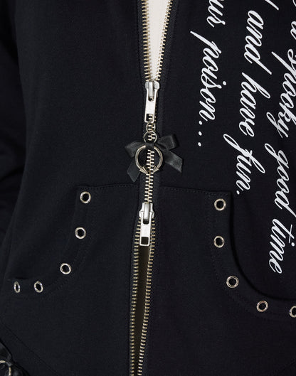 AVENCHUMU Pleated devil zip hoodie