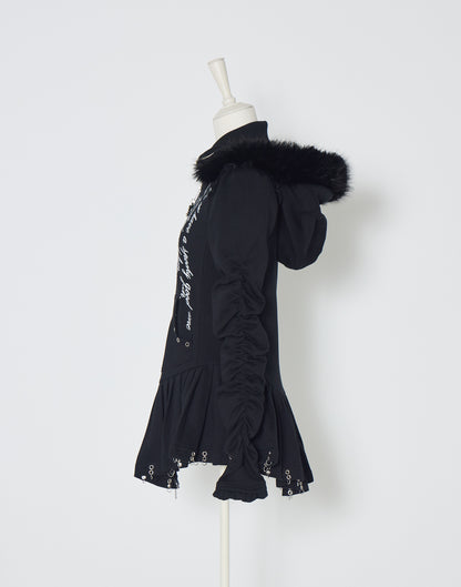 AVENCHUMU Pleated devil zip hoodie