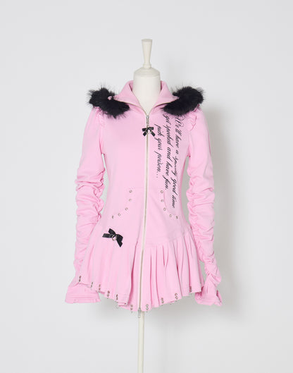 AVENCHUMU Pleated devil zip hoodie