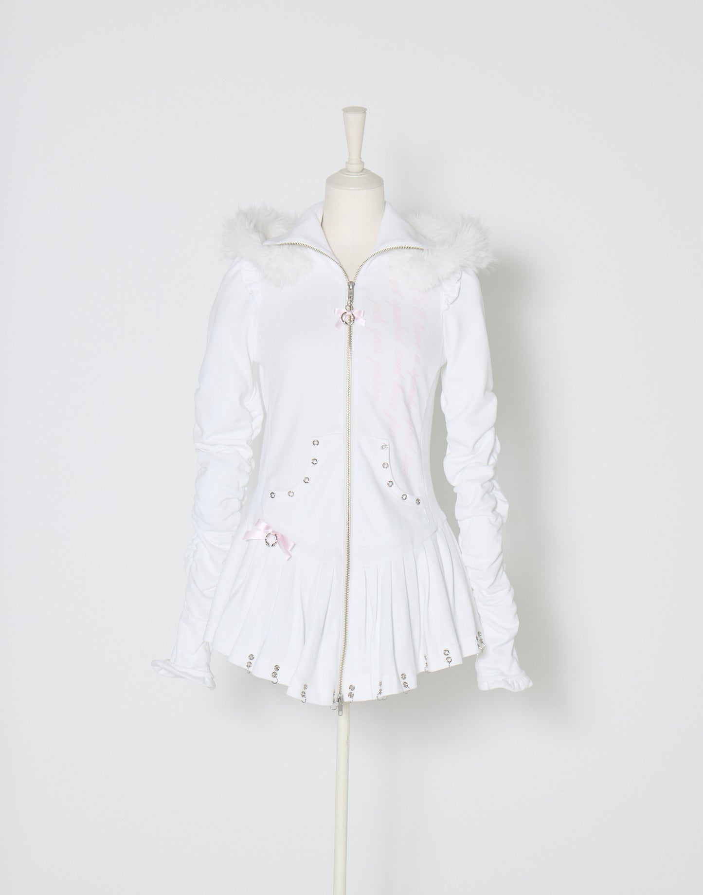AVENCHUMU Pleated devil zip hoodie