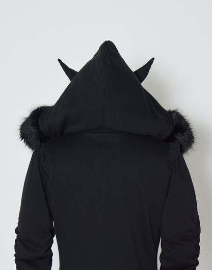 AVENCHUMU Pleated devil zip hoodie