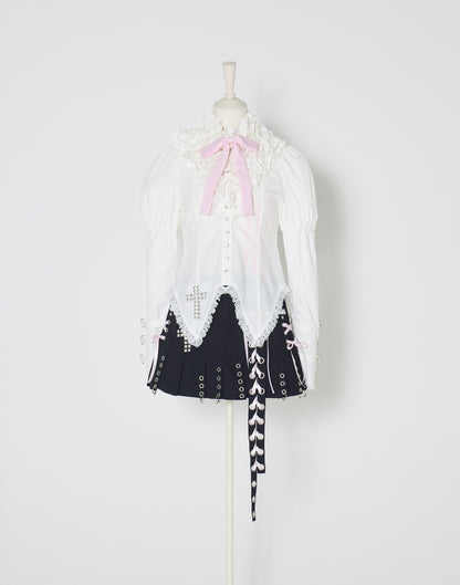AVENCHUMU side lace up pierce pleated skirt