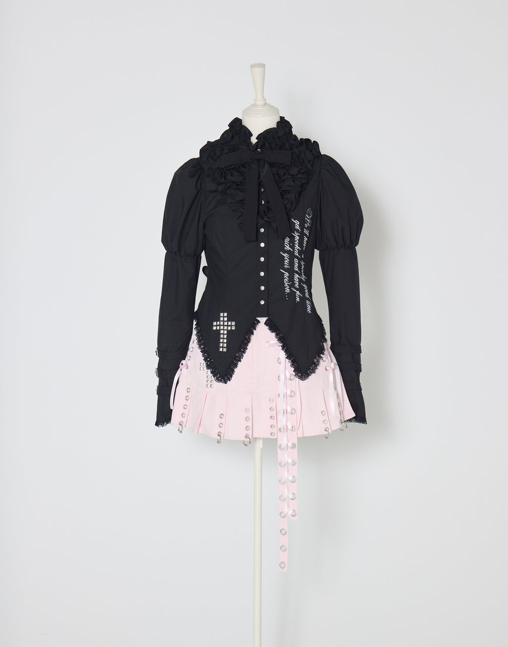 AVENCHUMU side lace up pierce pleated skirt