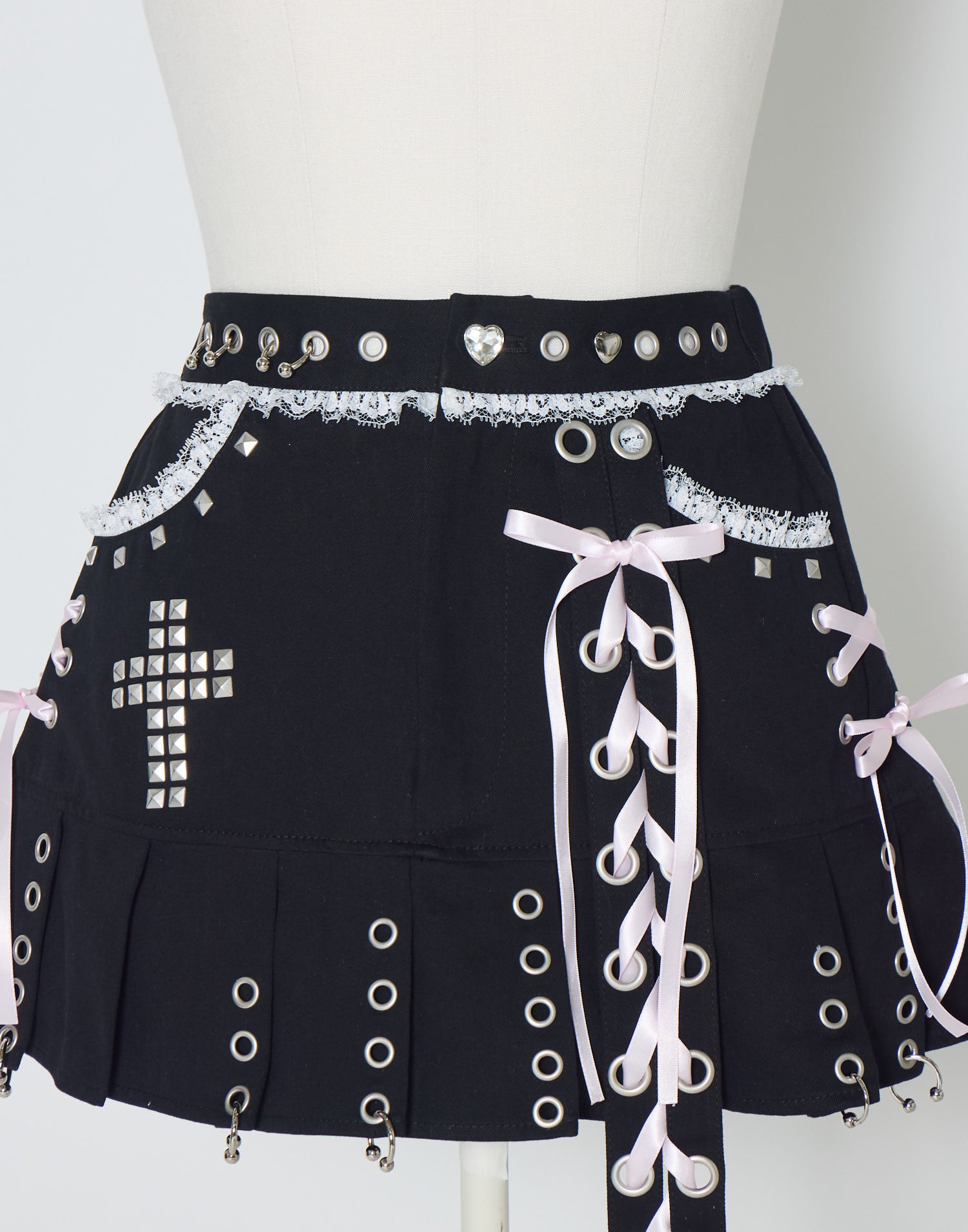 AVENCHUMU side lace up pierce pleated skirt