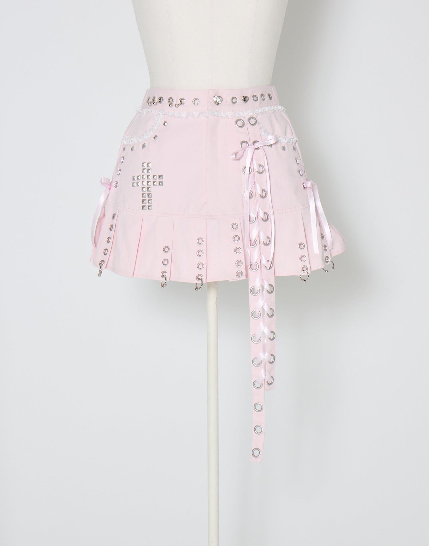 AVENCHUMU side lace up pierce pleated skirt