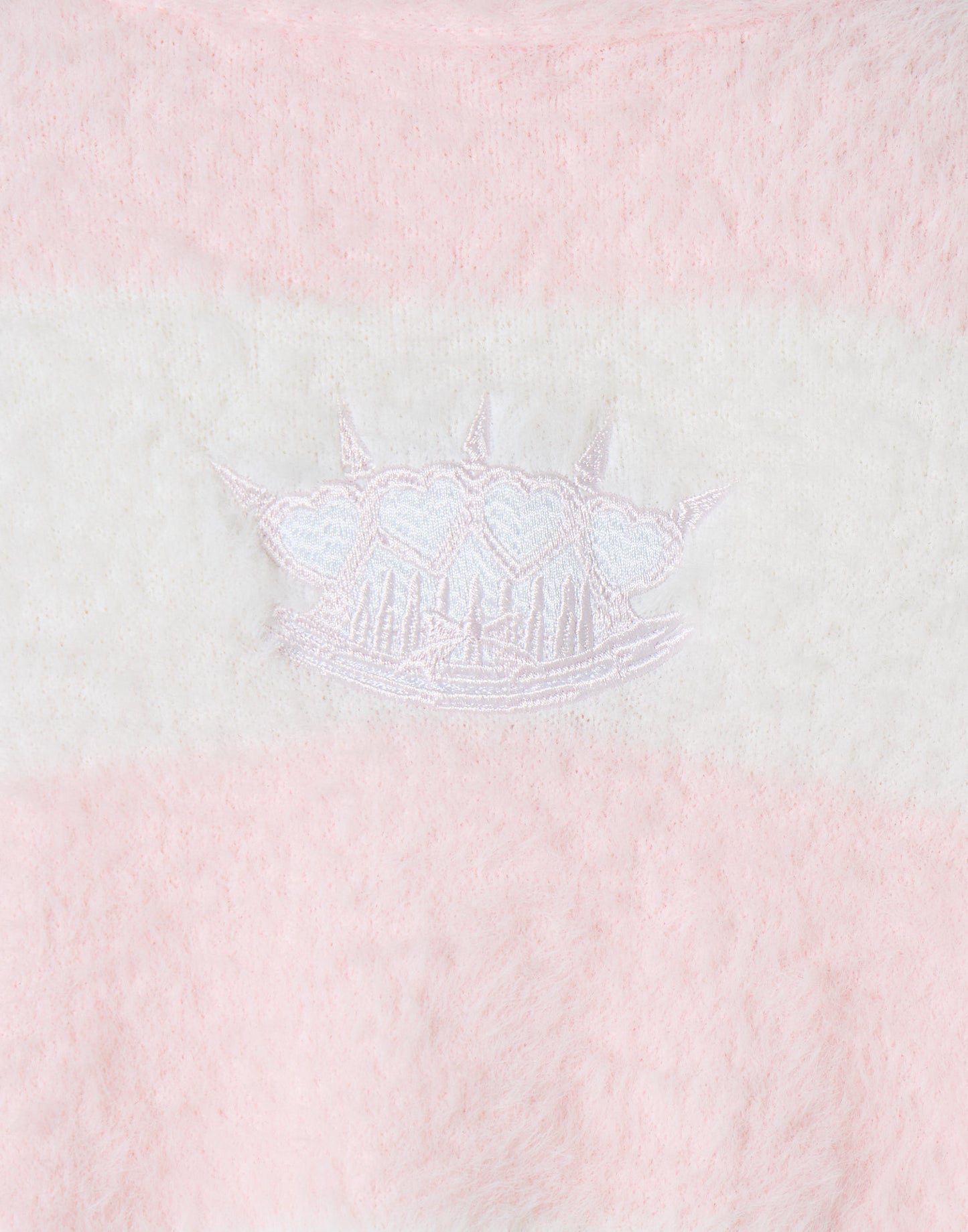 AVENCHUMU Pierced brass knuckles border shaggy knit cardbigan