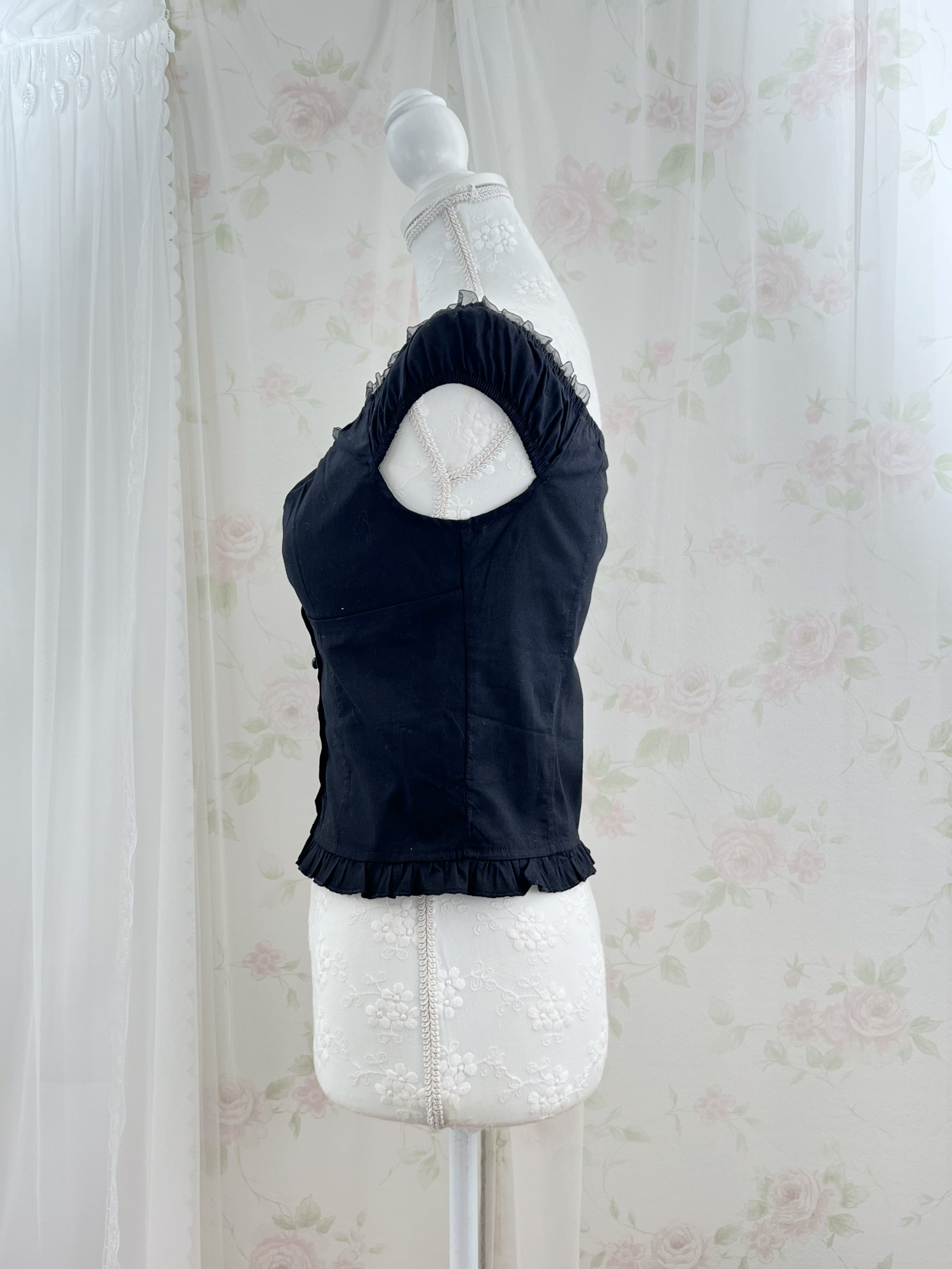 Cotton Princess Blouse (Black)