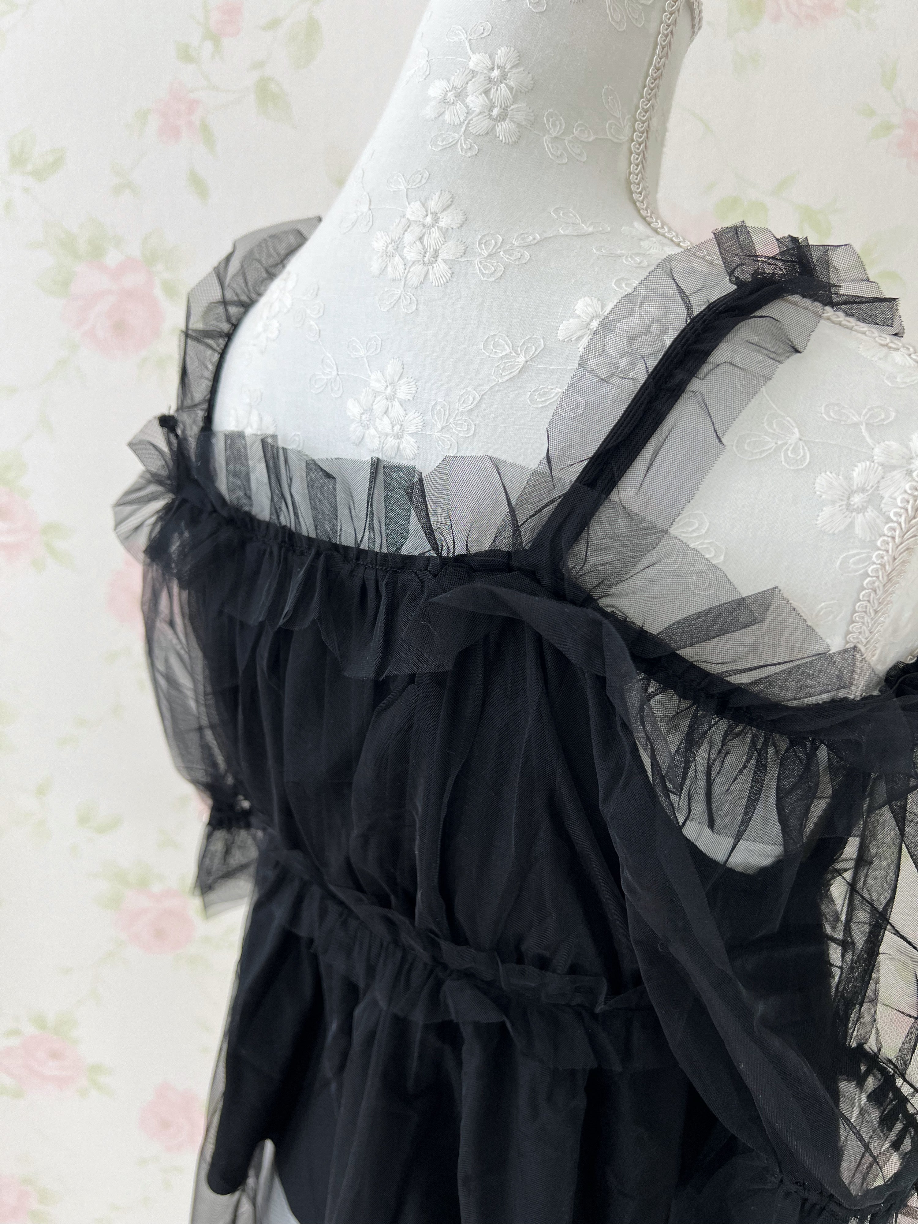 Chiffon Bow Tunic Top (Black)