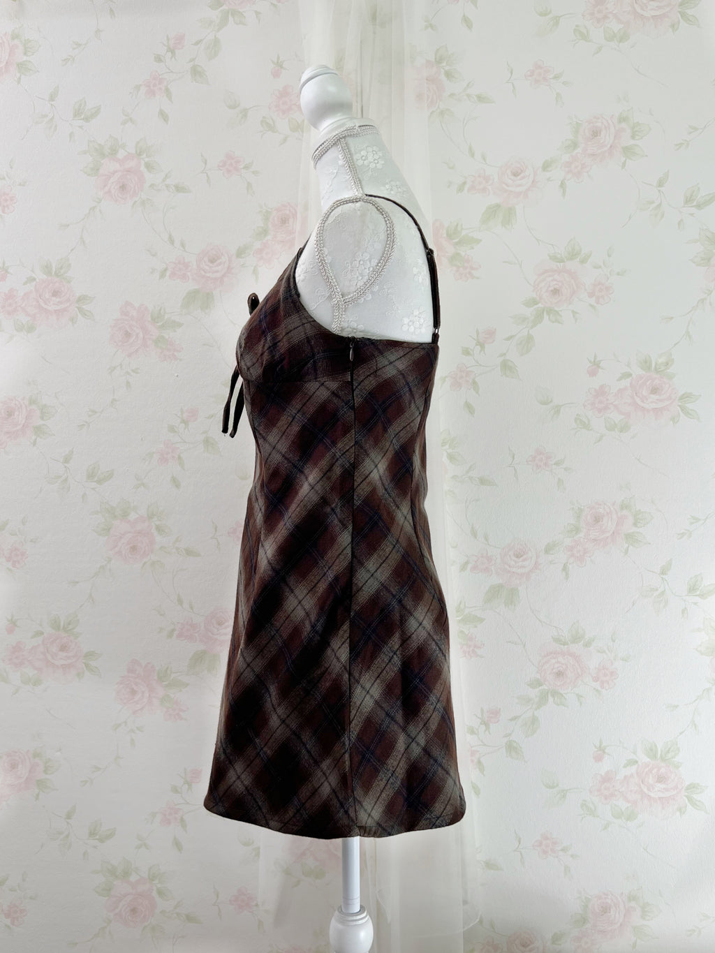 Camisole Checked Dress (Chocolate)