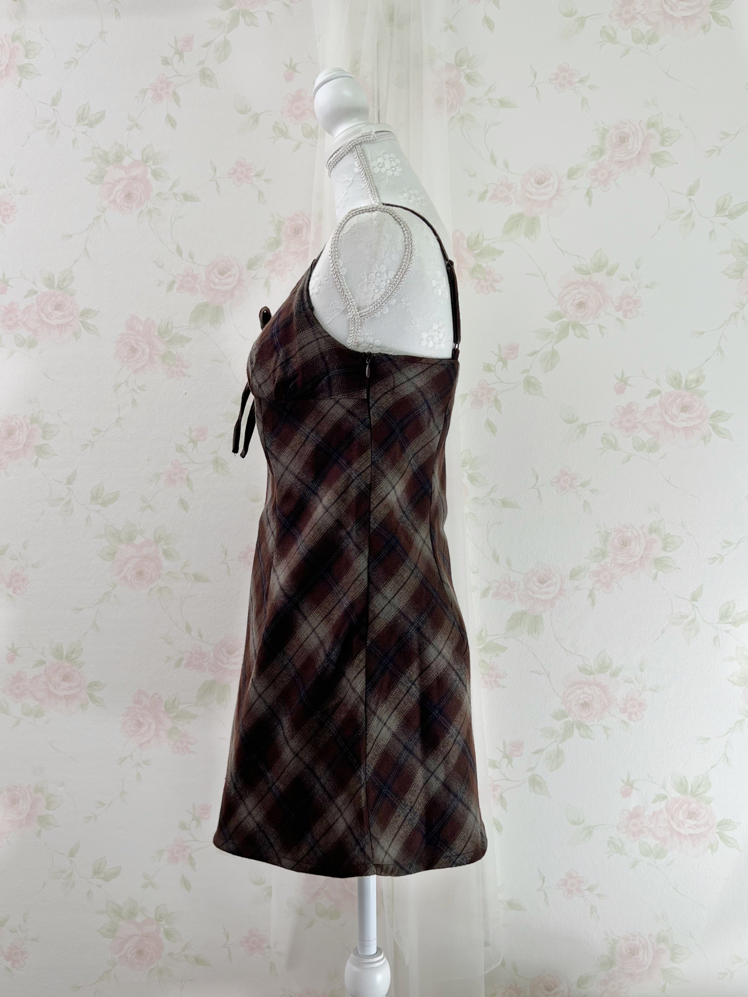 Camisole Checked Dress (Chocolate)