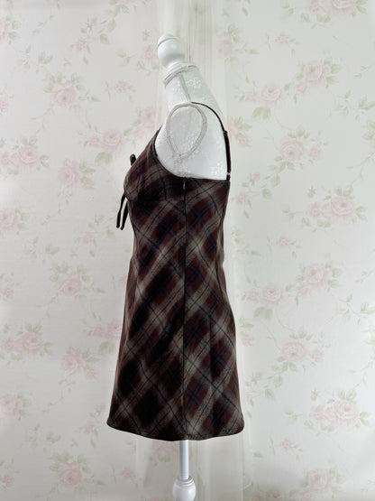 GRL Camisole Checked Dress (Chocolate)
