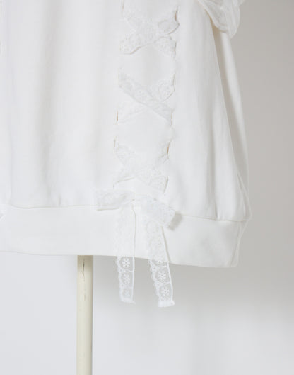 mellfy memory Tulle Ribbon Shoulder Sweat Tunic