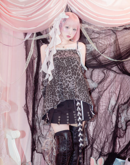 AVENCHUMU side lace up pierce pleated skirt