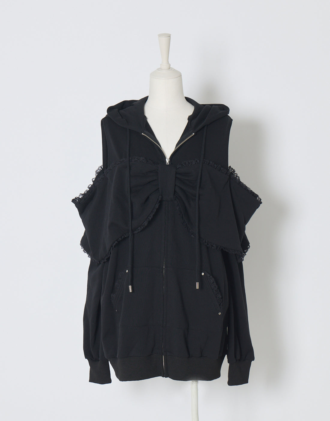 AVENCHUMU Ribbon shoulder zip hoodie oversize Dress