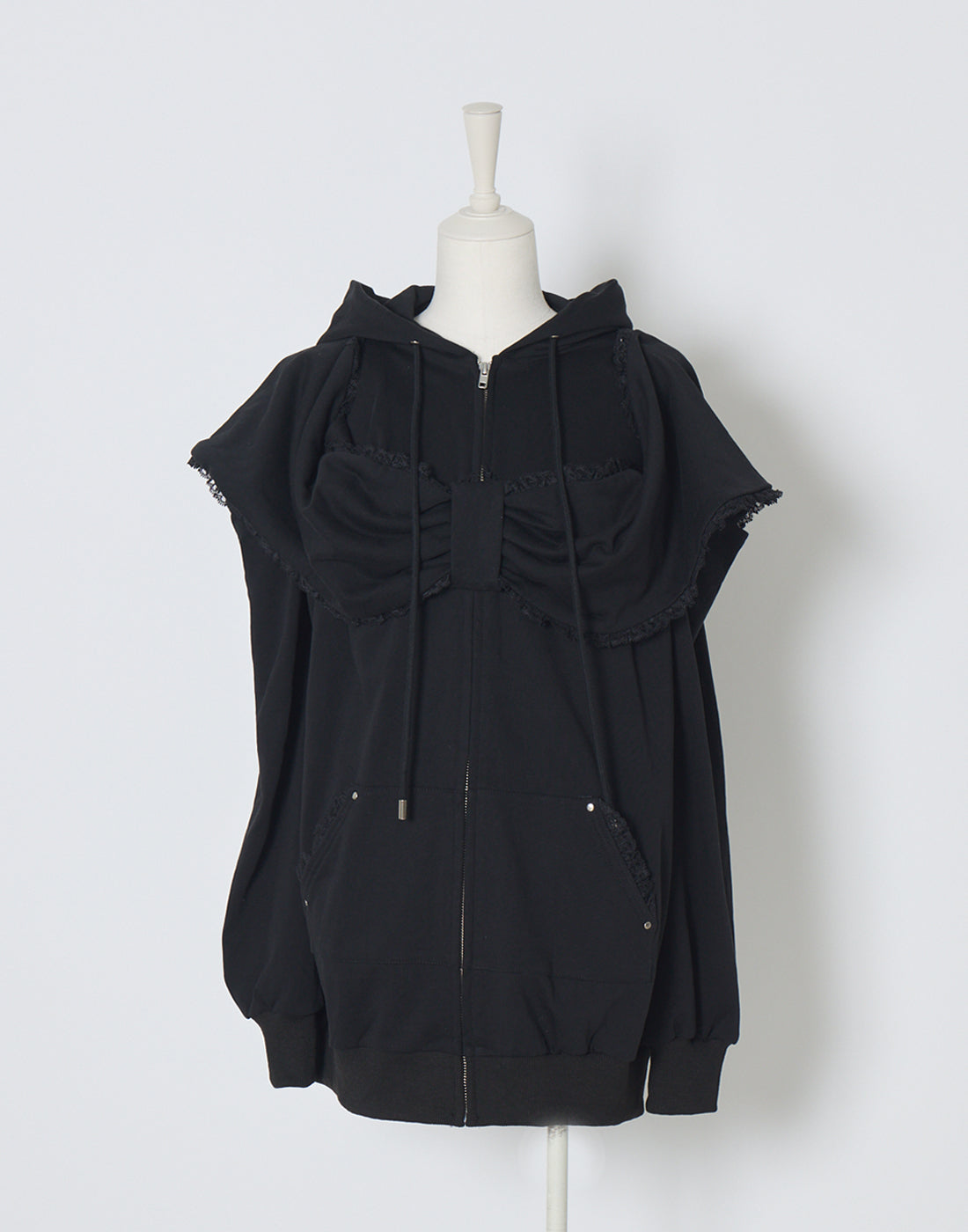 AVENCHUMU Ribbon shoulder zip hoodie oversize Dress