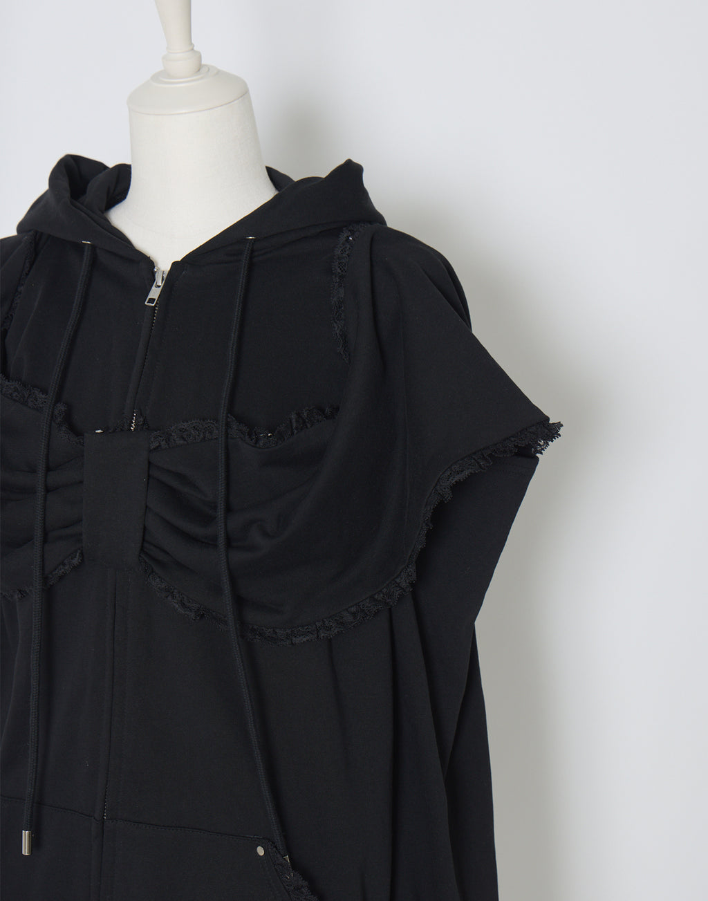 AVENCHUMU Ribbon shoulder zip hoodie oversize Dress