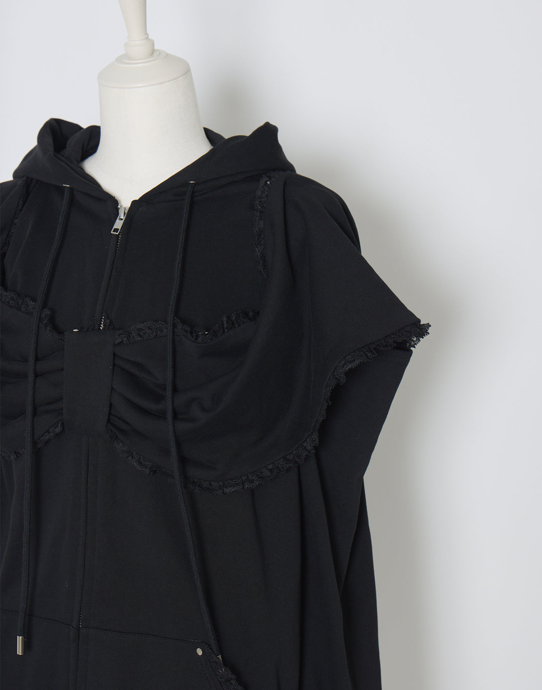 AVENCHUMU Ribbon shoulder zip hoodie oversize Dress