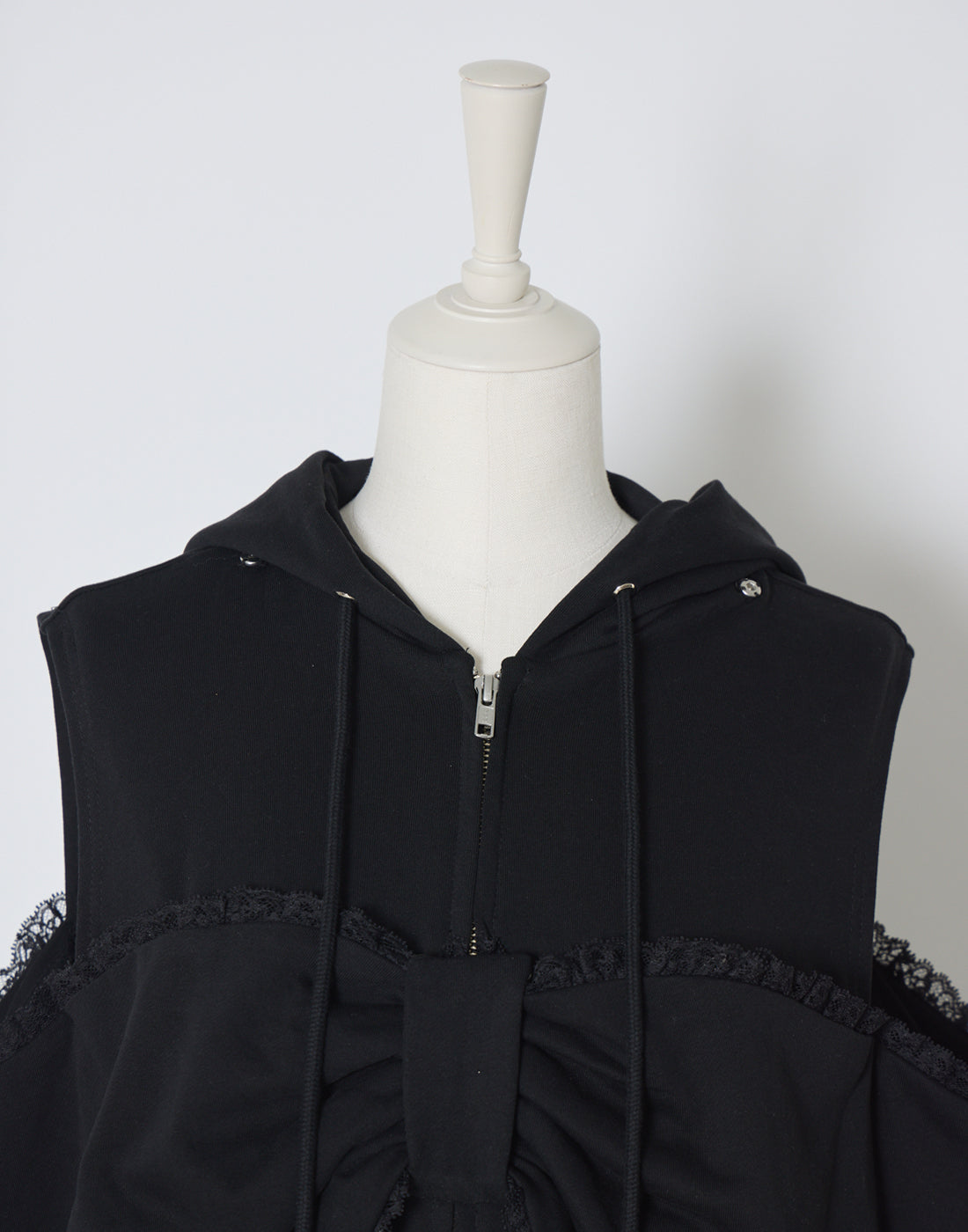 AVENCHUMU Ribbon shoulder zip hoodie oversize Dress