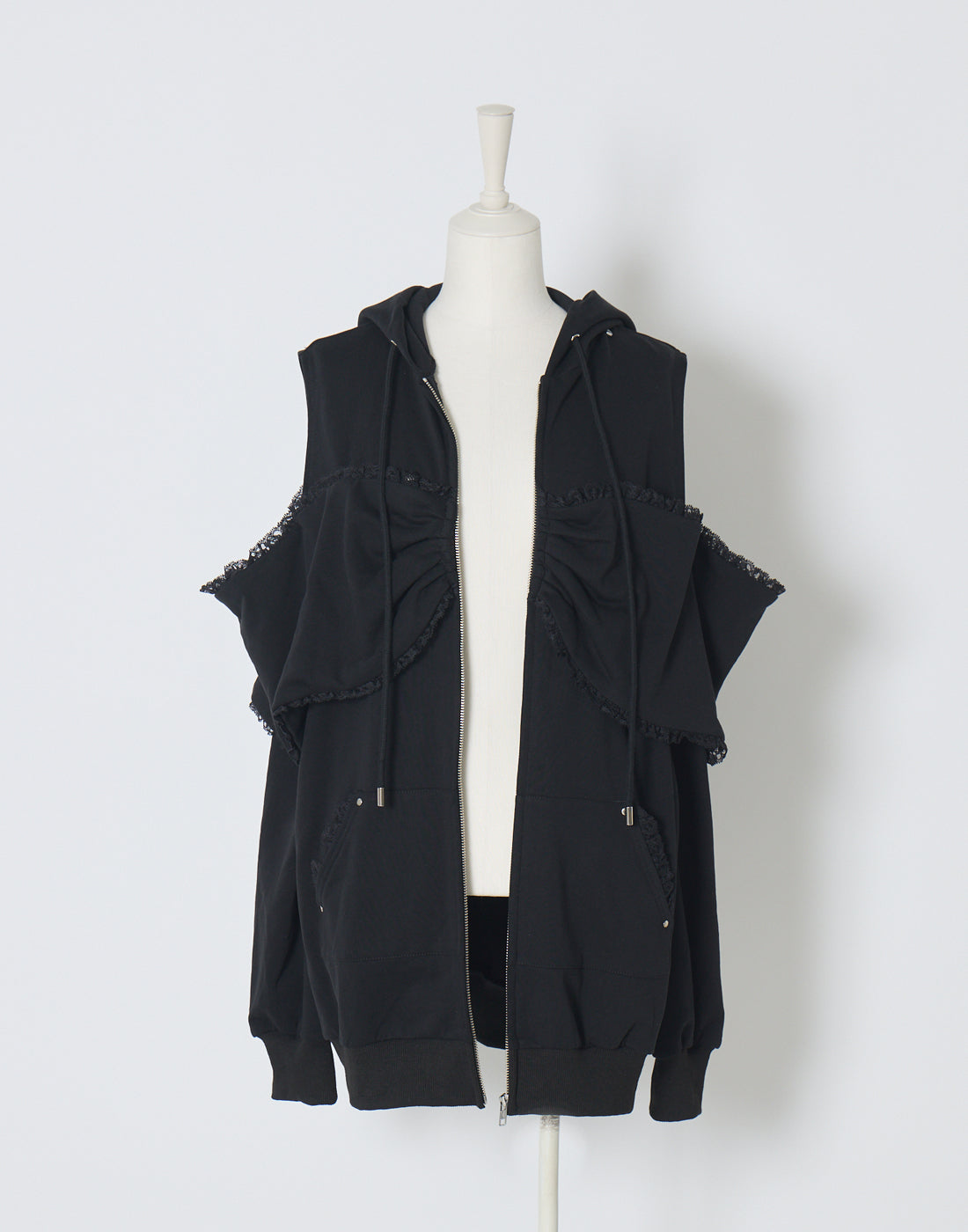 AVENCHUMU Ribbon shoulder zip hoodie oversize Dress