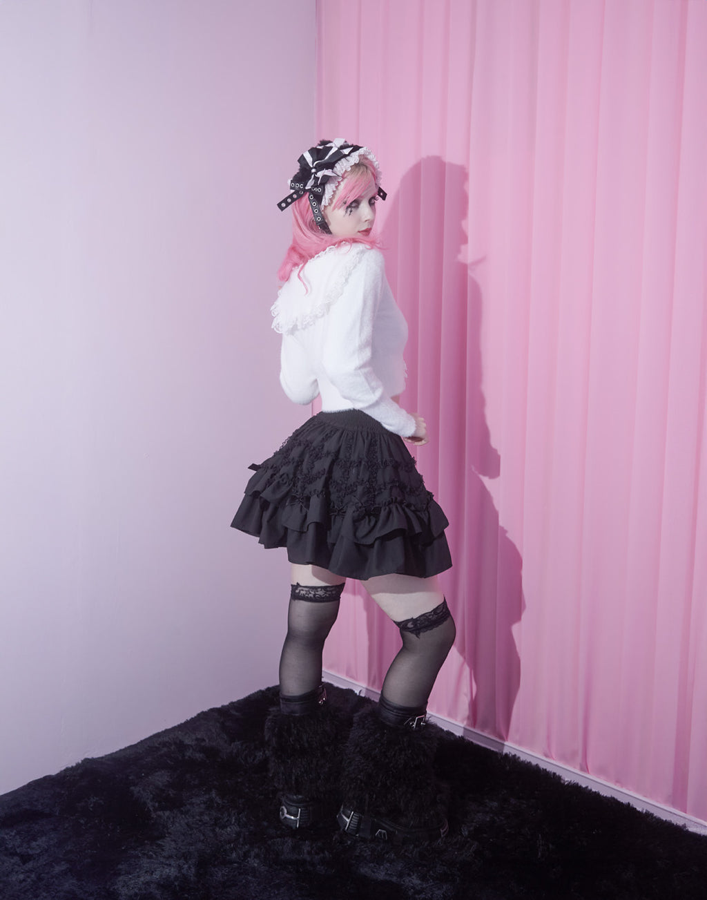 AVENCHUMU Body piercing button sailor shaggy knit cardigan