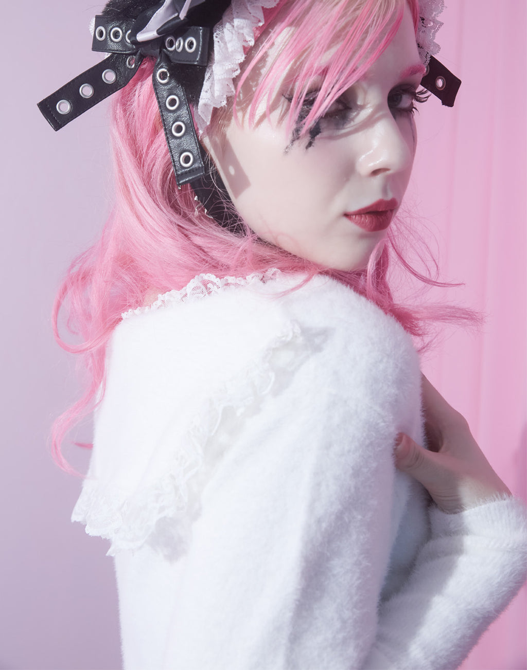 AVENCHUMU Body piercing button sailor shaggy knit cardigan