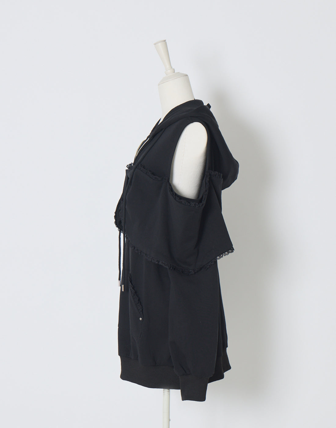 AVENCHUMU Ribbon shoulder zip hoodie oversize Dress