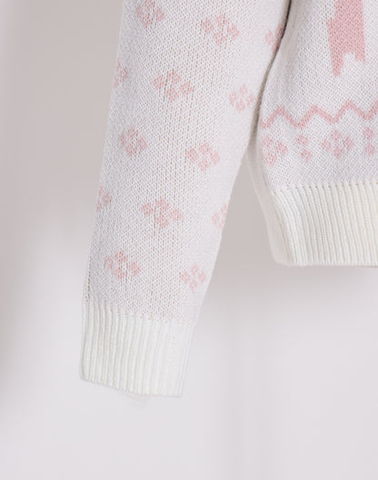 Lolime ribbon & floral cowichan knit zip up