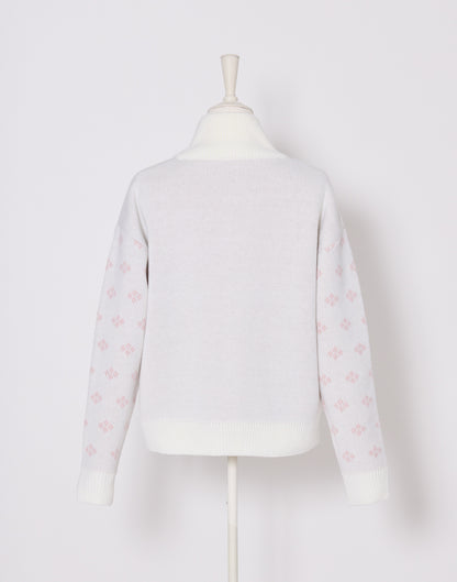 Lolime ribbon & floral cowichan knit zip up