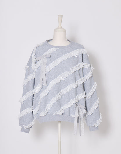Lolime lacy ribbon sweatshirt