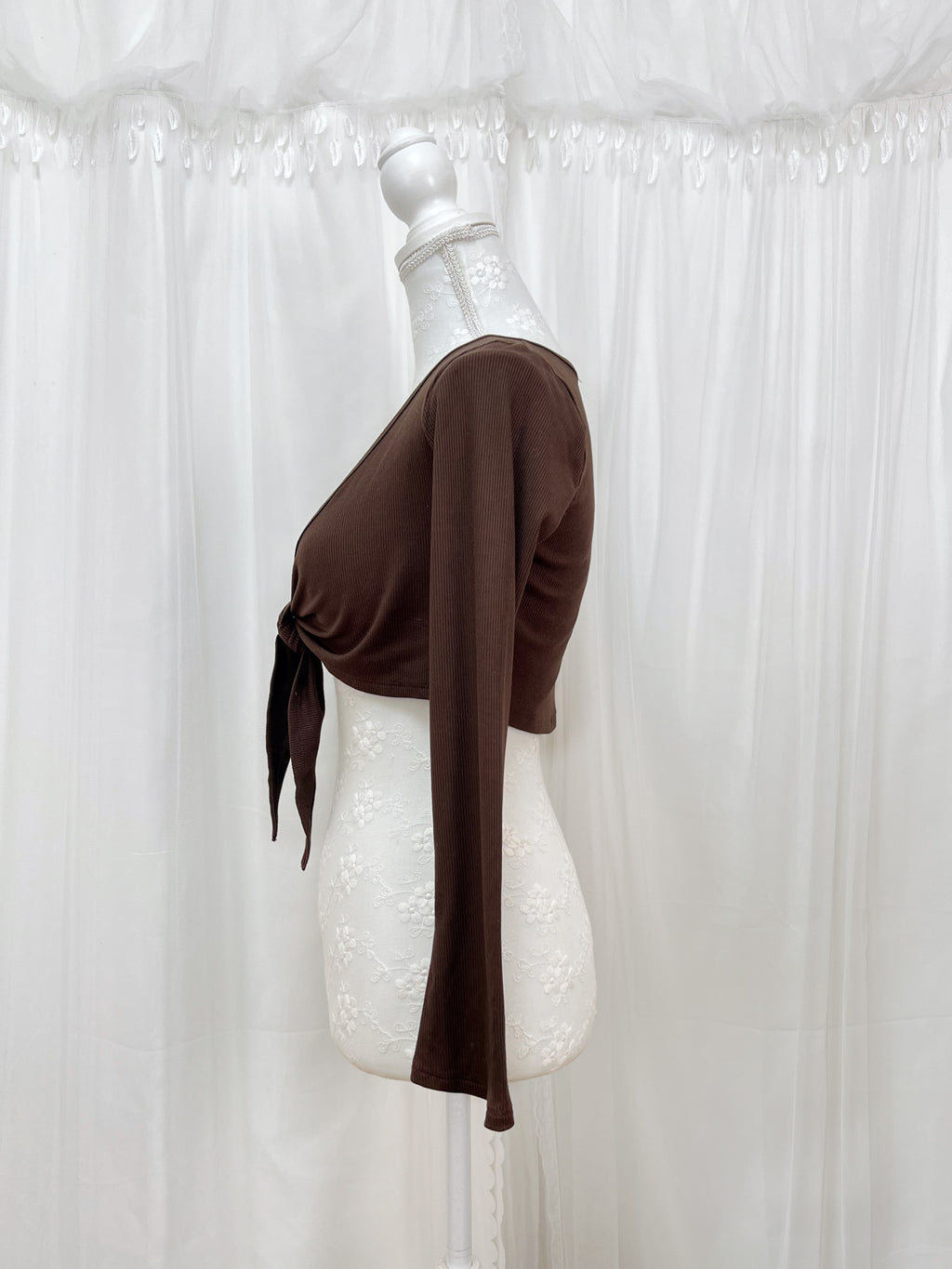Passion room front tie cardigan (Chocolate)