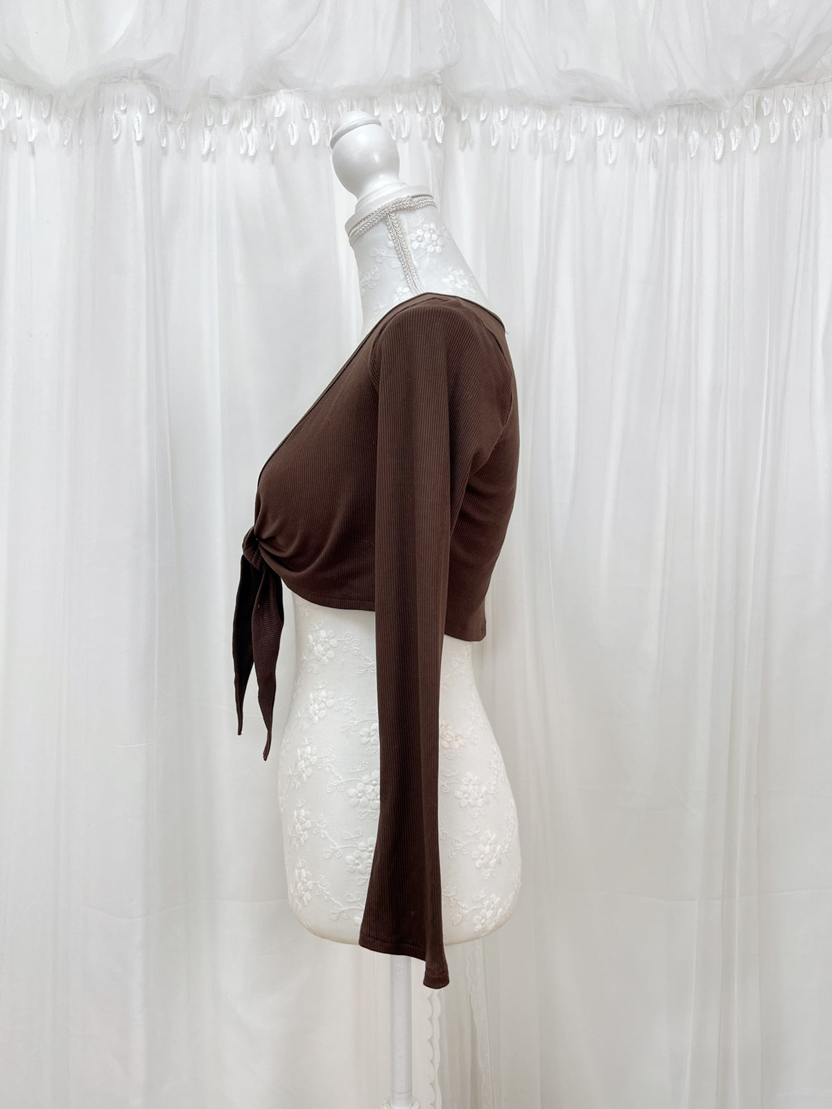 Passion room front tie cardigan (Chocolate)