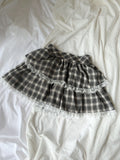 evelyn Checked Lacy Hem Skirt (Black)