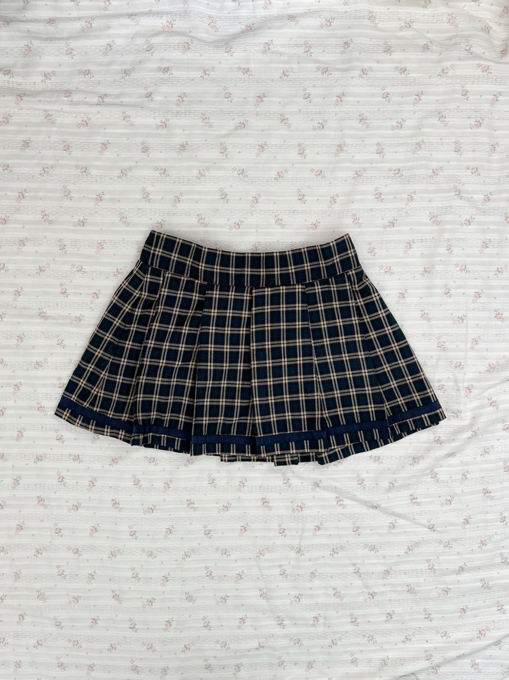 LIZ LISA doll Pleated Checked Mini Skirt (Green)