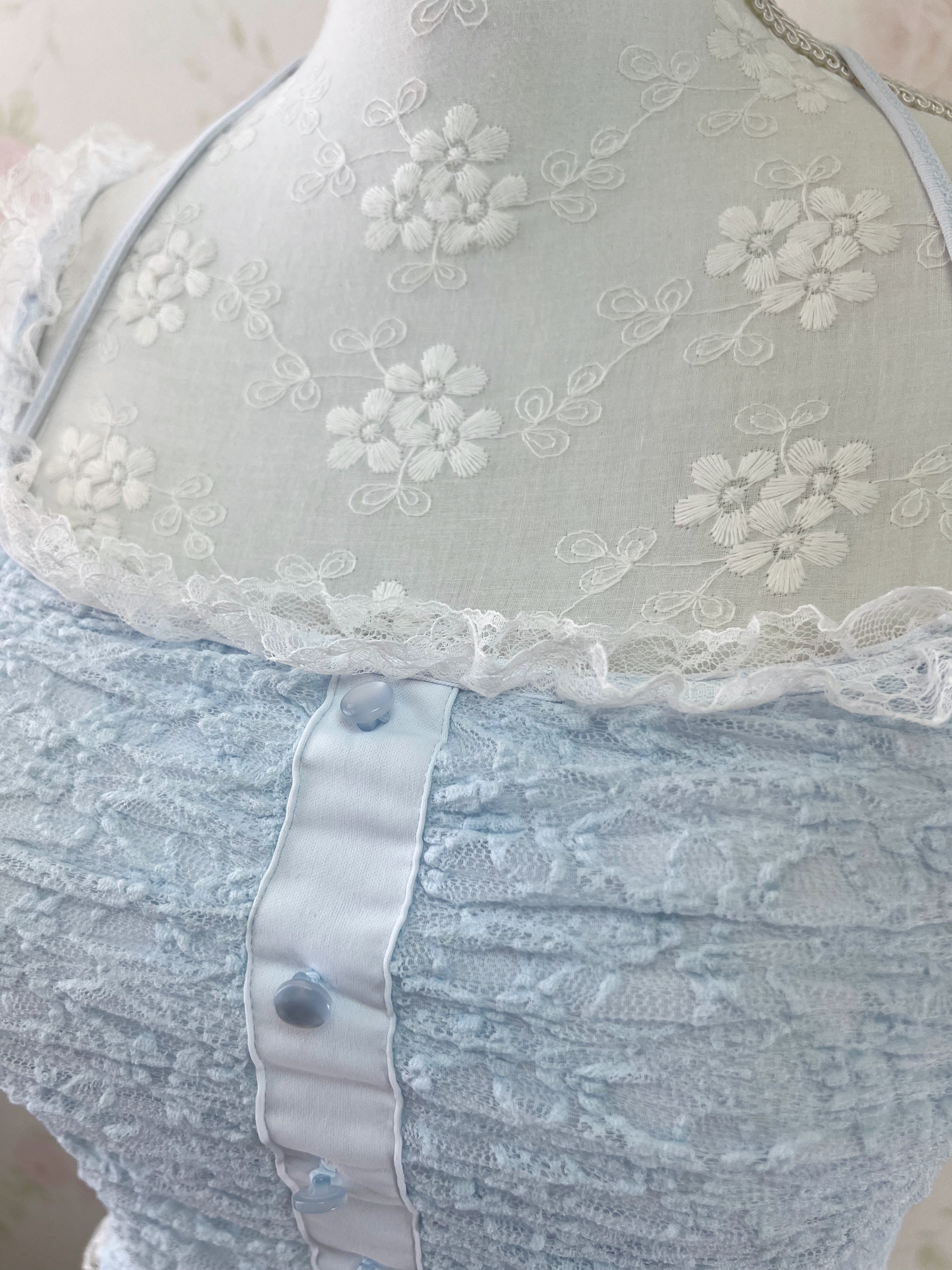 Lacy Halter Neck Camisole (Blue)