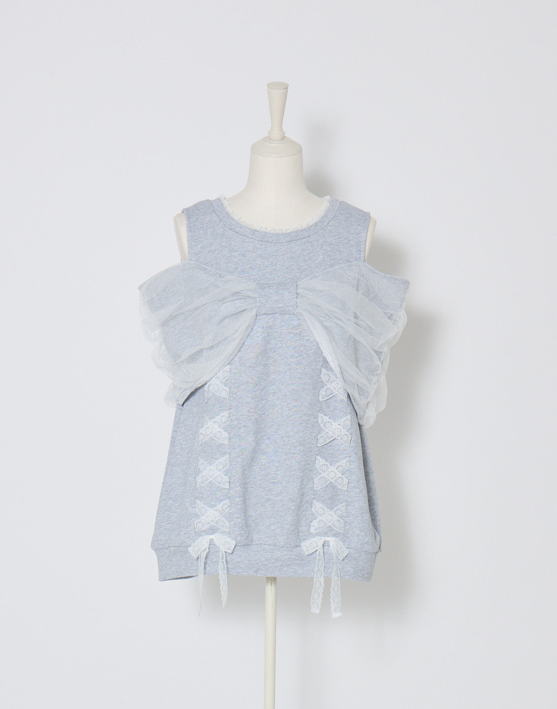 mellfy memory Tulle Ribbon Shoulder Sweat Tunic