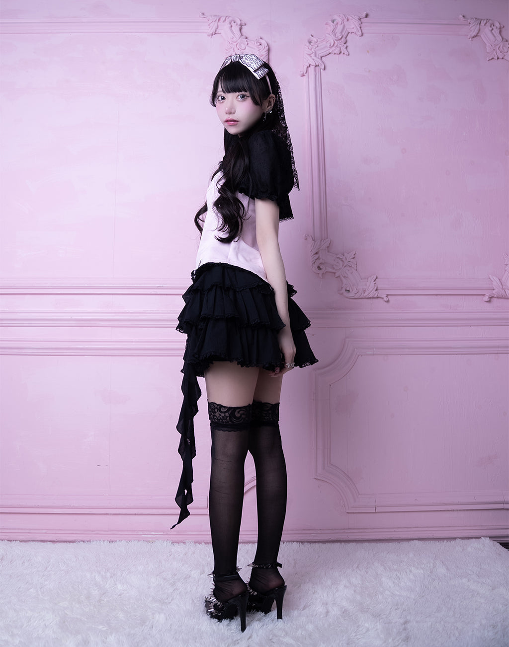 <Deliver in Late September> AVENCHUMU Ruffle frill ribbon tiered skirt