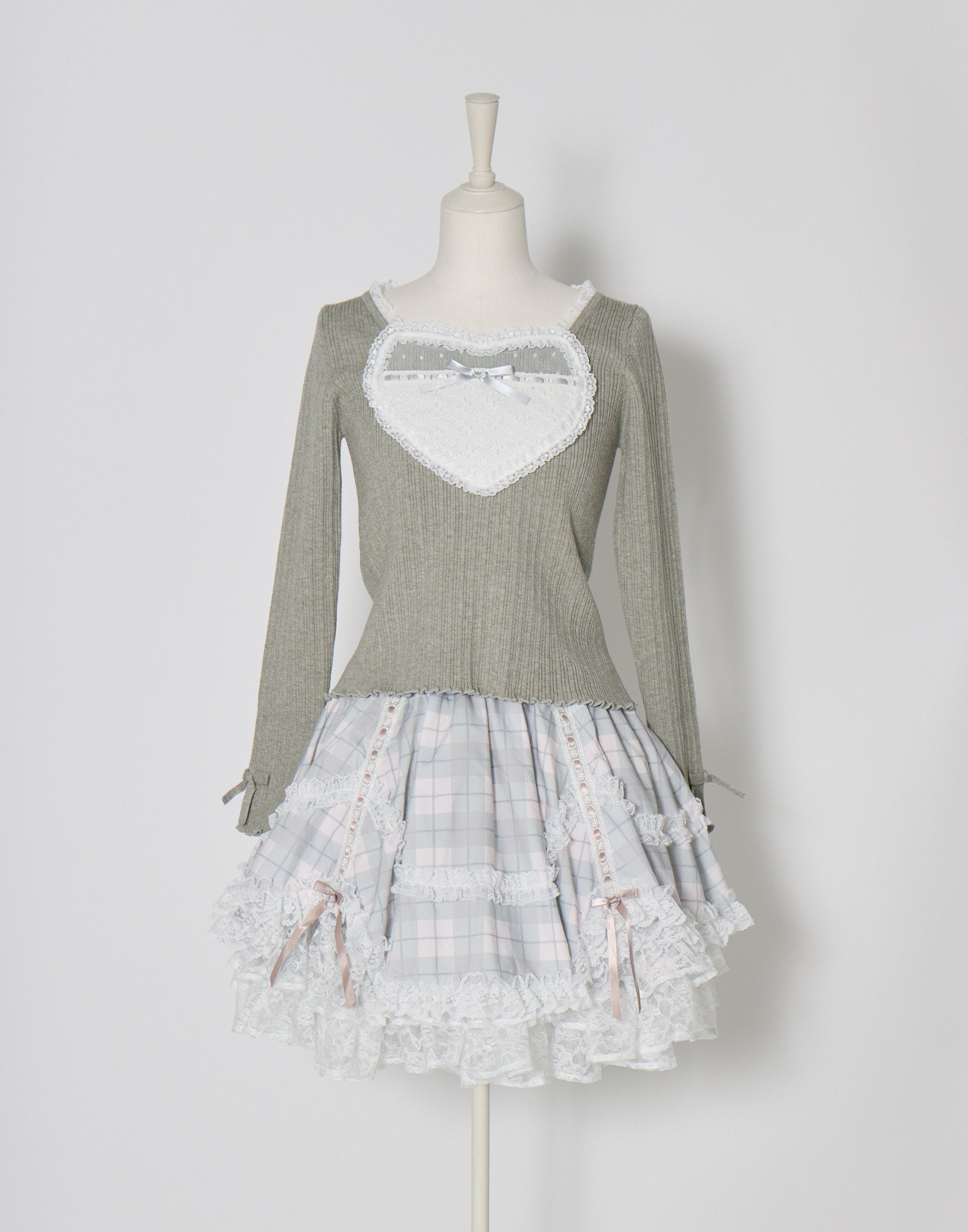mellfy memory Sweet check love lace skirt