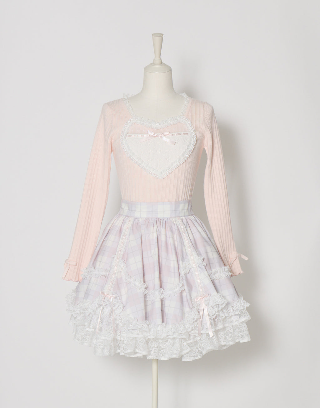 mellfy memory Sweet check love lace skirt