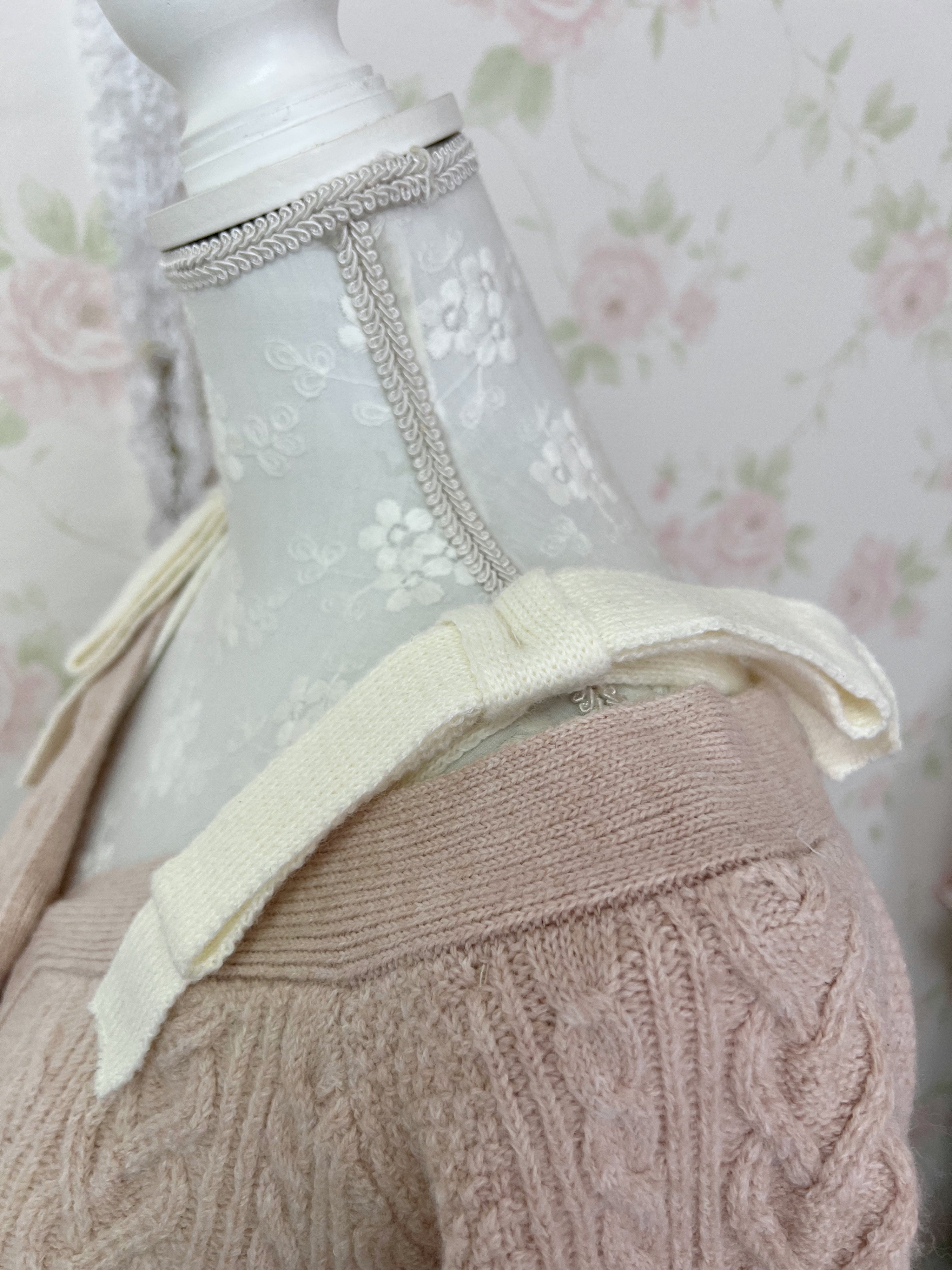 Ribbon 2 Way Shoulder Cardigan (Pink)