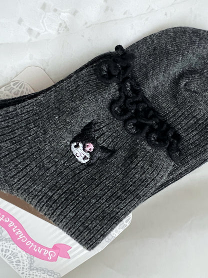 Kuromi Embroidery Socks